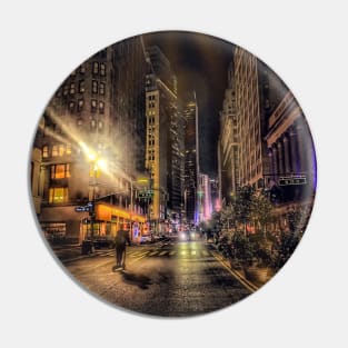 Manhattan at Night, Garment District, New York City Pin