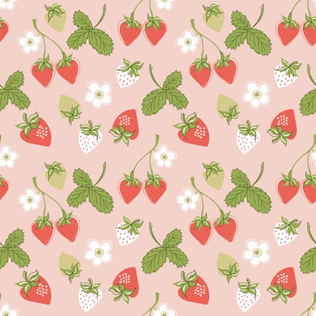 Strawberry pattern Kids T-Shirt by DanielK