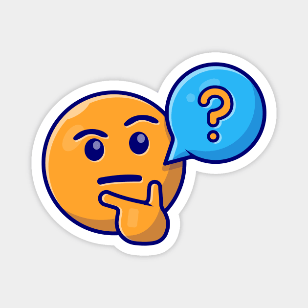 Thinking and Confusing Face Emoticon with Question Speech Bubble Cartoon Vector Icon Illustration Magnet by Catalyst Labs