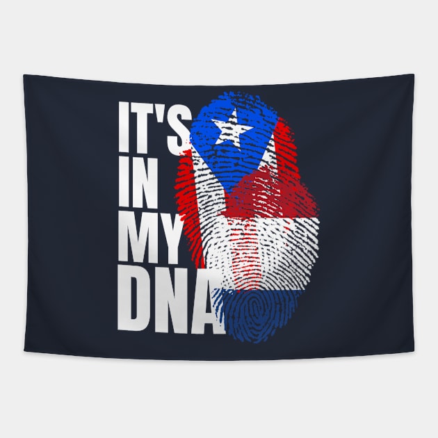 Puerto Rican And Netherlands Mix DNA Heritage Flag Gift Tapestry by Just Rep It!!