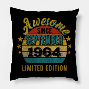 58 Year Old 58th Birthday Design for September 1964 born Limited Edition Legend BDay Gift Pillow