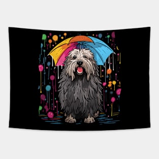 Komondor Rainy Day With Umbrella Tapestry