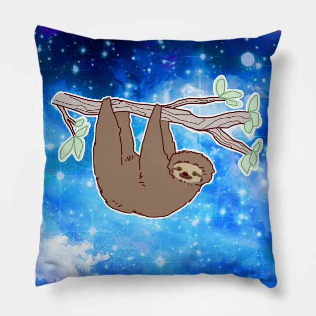 Hanging Tree Sloth Night Sky Pillow by saradaboru