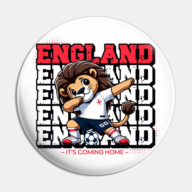 England Soccer Lion Mascot - Patriotic Sports Fan Pin by Kicosh