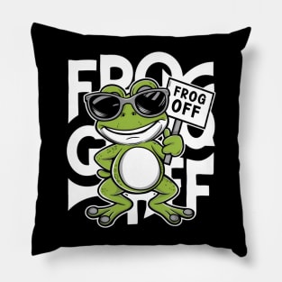 Frog Off | Warning Sign | T Shirt Design Pillow