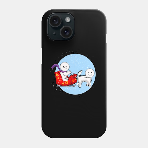 Christmas Bichon Sleigh Ride Phone Case by Art by Eric William.s