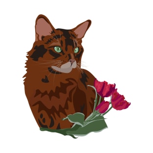 Red cat and tulips T-Shirt