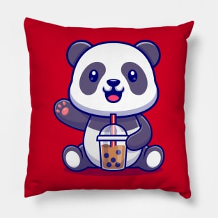 Cute Panda Drink Bubble Milk Tea Cartoon Pillow