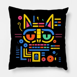 Colorful Doodle Minimalist Cat Pillow