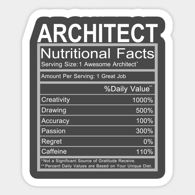 Architect Nutritional Facts funny daily values - Architect - Sticker | TeePublic Architect Nutritional Facts funny daily values - Architect - Sticker | TeePublic