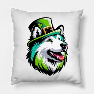 Karelian Bear Dog Celebrating Saint Patrick's Day Pillow