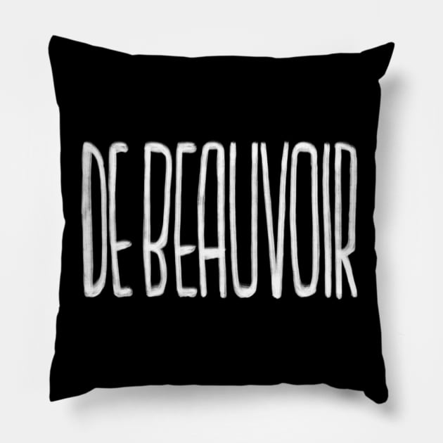 Philosophy, Simone de Beauvoir Pillow by badlydrawnbabe