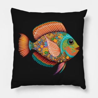 ⭐⭐⭐⭐⭐ Tropical fish aboriginal art style Pillow