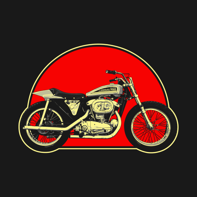 1970 Harley-Davidson XR750 Retro Red Circle Motorcycle by Skye Bahringer