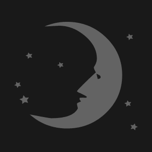 Crescent Moon Face and Stars T-Shirt