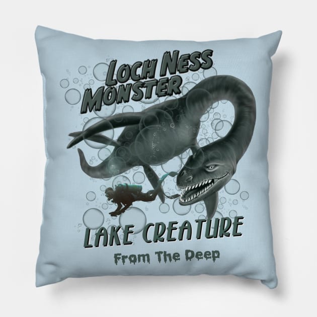 The Loch Ness Monster Terror of the Deep Pillow by MotorManiac