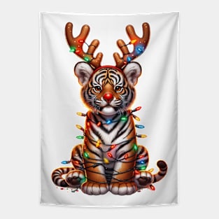 Christmas Red Nose Tiger Tapestry