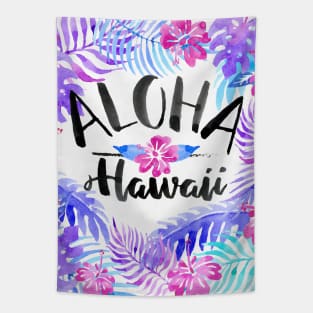 Aloha Hawaii Tropical Fern Watercolor Tapestry