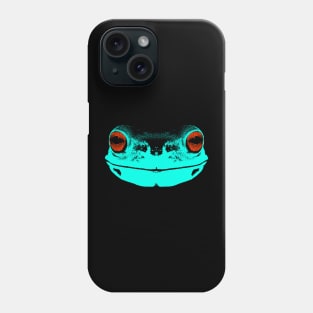 frog face / turquoise  / red eyes Phone Case