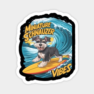 Wave-Riding Miniature Schnauzer Surfing Adventure Magnet