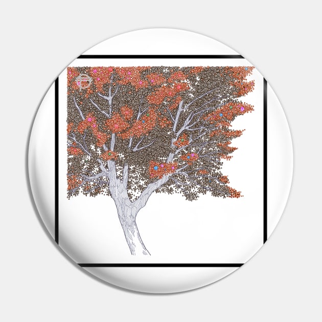 Brown Tree Circle Design Pin by pbdotman