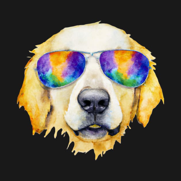 Golden Retriever Wearing Glasses by Whiskers and Tees