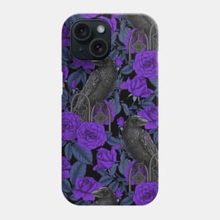 Ravens and violet roses Phone Case