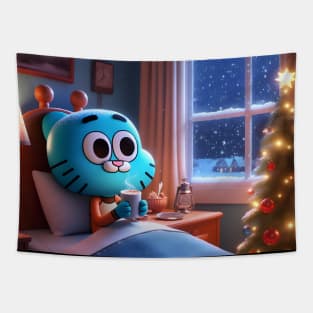 Whimsical Wonderland Unleashed: Gumball Christmas Art for Iconic Cartoon Holiday Designs! Tapestry