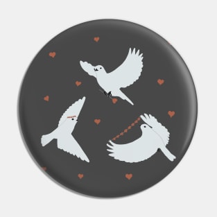 Doves and Hearts Pin