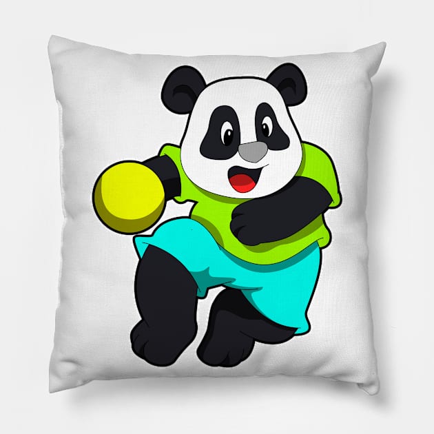 Panda as Handball player with handball Pillow by Markus Schnabel