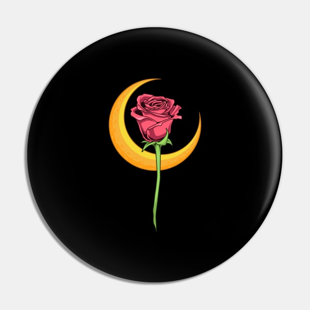 Rose with moon - Gothic Romance Pin by Modern Medieval Design