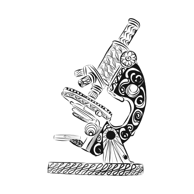 Scientific Microscope Line Drawing by littlecurlew