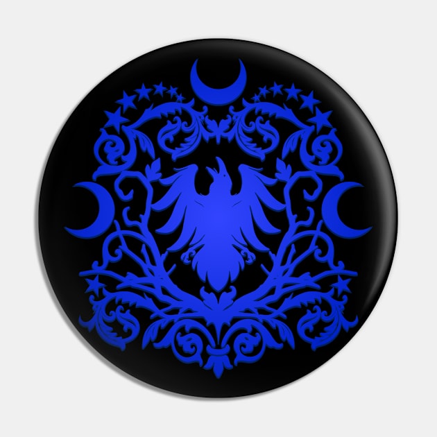 Blue Moon Raven Damask Pin by RavenWake