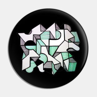 Abstract geometric black green Pin