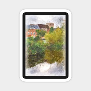 Kintbury From the Canal a Digital Painting Magnet