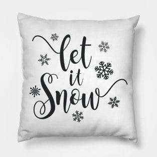 Simple Elegant Let It Snow Whimsical Christmas Calligraphy Pillow