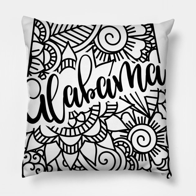 50 States - Mandala Alabama Pillow by jotoik87