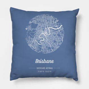 City map in blue: Brisbane, Queensland, Australia with retro vintage flair Pillow