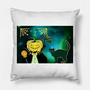 Halloween scary evil pumpkin funny pumpkin head Pillow