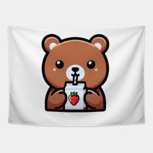 Cute Bear with Juice Box Tapestry