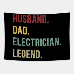 Electrician Funny Vintage Retro Shirt Husband Dad Electrician Legend Tapestry