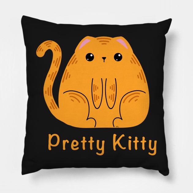 Pretty Kitty - cute orange cat, kawaii cat, cute kitten, kawaii kitten, Pillow by Catphonesoup