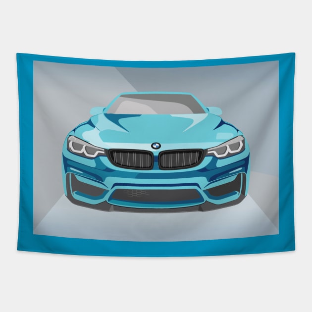 Sports Car Illustration Tapestry by DesignWood Atelier