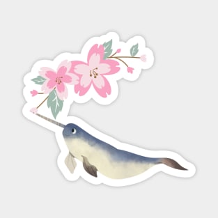 Narwhal Candy Pink Blossom Flowers Magnet