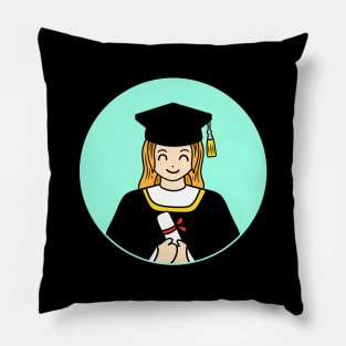 Cute girl graduation - chibi style Pillow