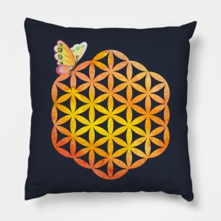 Flower of life, butterfly Pillow