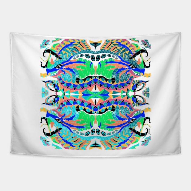 the kraken octopus kaiju monster in madness pattern ecopop Tapestry by jorge_lebeau