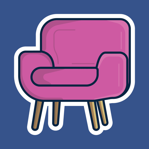 Sofa chair, Armchair for Living Room Sticker vector illustration. Interior indoor objects icon concept. Furniture for the home and office decoration sticker vector design with shadow. by AlviStudio