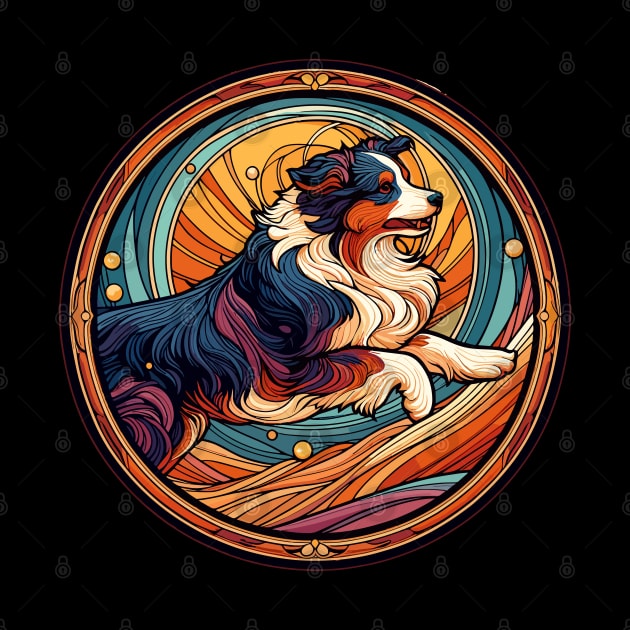 Australian Shepherd Dog - Art Nouveau Style - Dog Lovers Gift by RCDBerlin