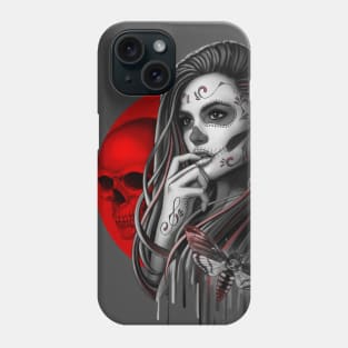 Sugar Skull Girl with Death Head Moth Phone Case